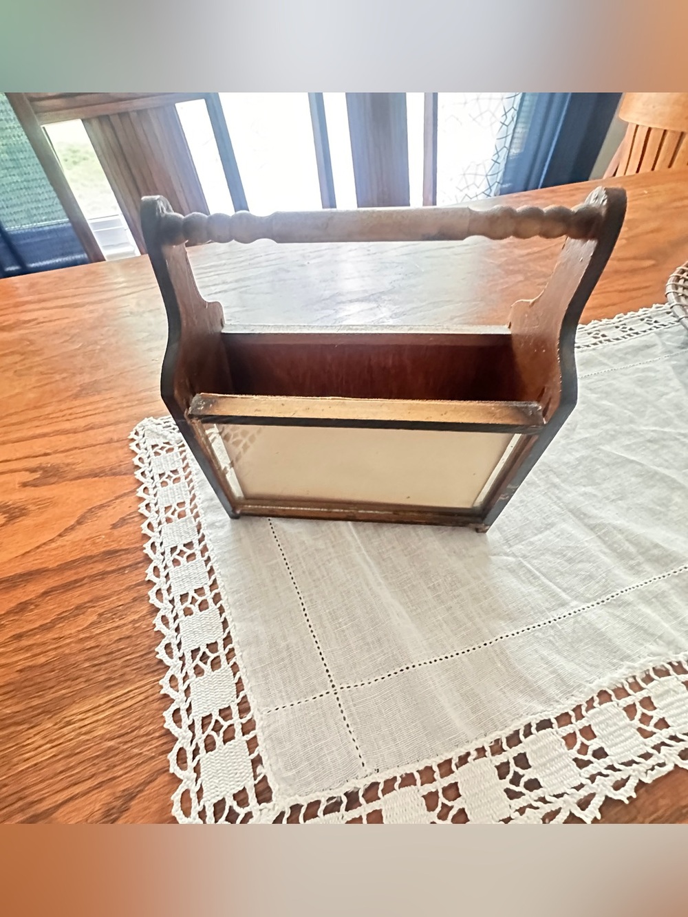 Mini vintage wooden caddy holder tabletop